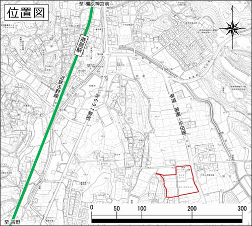明日香村阪合土地区画整理事業の位置図