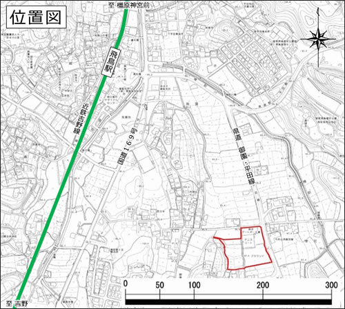 明日香村阪合土地区画整理事業の位置図 明日香村阪合土地区画整理事業の位置図