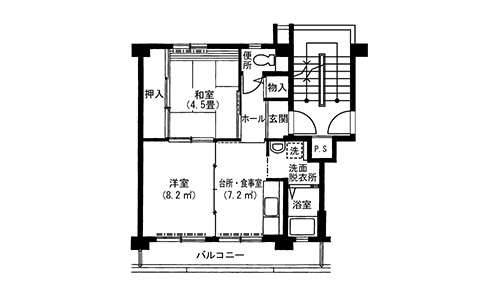 間取り2DKのA1