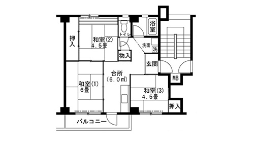 間取り3Kのエ