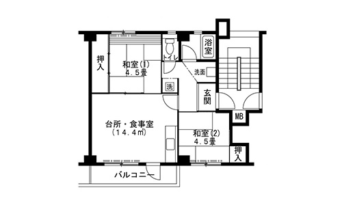 間取り2DKの2