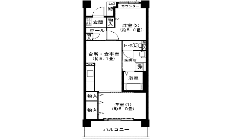 間取り2DKマのタイプ