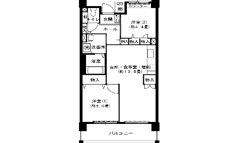 間取り2LDKミのタイプ