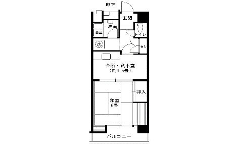 1DK-ケの間取り