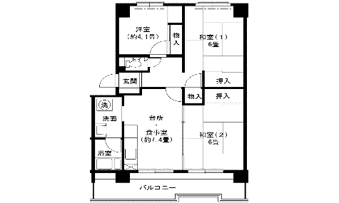 3DK-コの間取り