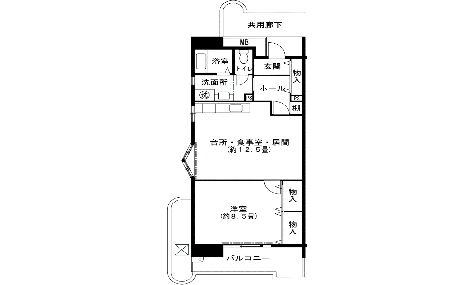 1LDK-エの間取り