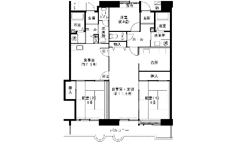 2LDK1DK-タの間取り