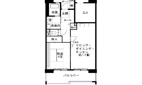 1LDK-アの間取り